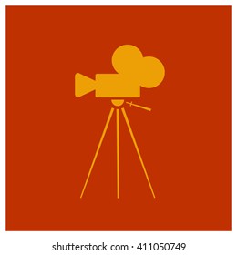 Retro Vintage Video Camera (Flat Vector Illustration)