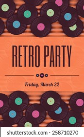 Retro, vintage vinyl record template. Stylized invitation, flyer of poster