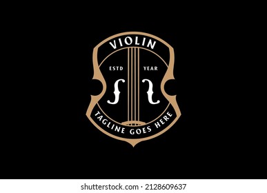 Logo-Design-Vektorgrafik für Retro-Vintage-Violine-Logo