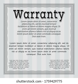 Retro vintage Warranty Certificate template. Retro design.  With guilloche pattern and background.  Customizable, Easy to edit and change colors.  Grey color.