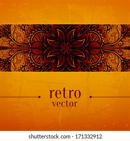 Retro Vintage wedding greeting card. Vector background. Card or invitation. Vintage decorative elements. Hand drawn background. Floral ornament. Islam, arabic, indian, ottoman motifs. Premium quality.
