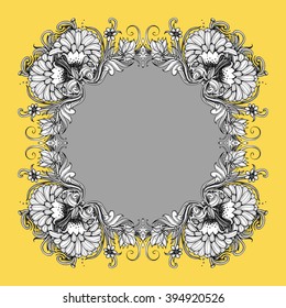 Retro Vintage wedding greeting card. Vector floral background. Card or invitation. Vintage decorative element. Hand drawn background. Flourish ornament. Botanical illustration with marigold, calendula