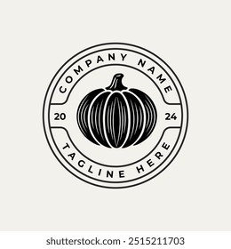 Retro Vintage Western Pumpkin Badge Emblem Label Stamp Logo Design Vector