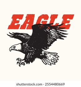 Retro Vintage Wild Eagle Vector Illustration