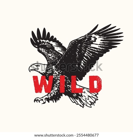 Retro Vintage Wild Eagle Vector Illustration