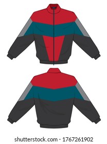 retro vintage windbreaker hoodie jacket template