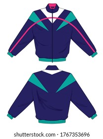 retro vintage windbreaker hoodie jacket template