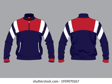 retro vintage windbreaker hoodie jacket template