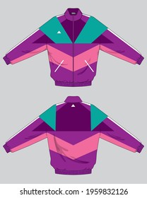 retro vintage windbreaker hoodie jacket template
