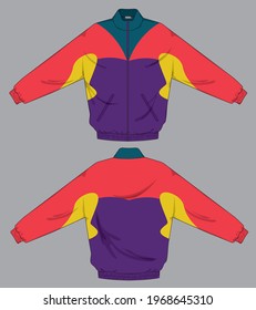 retro vintage windbreaker hoodie jacket template