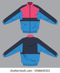 retro vintage windbreaker hoodie jacket template