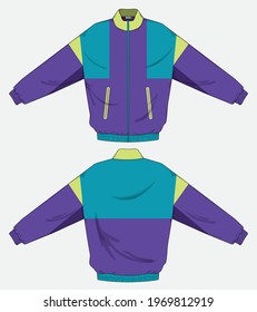 retro vintage windbreaker hoodie jacket template