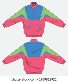 retro vintage windbreaker hoodie jacket template