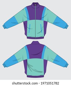 retro vintage windbreaker hoodie jacket template