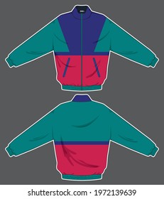 retro vintage windbreaker hoodie jacket template