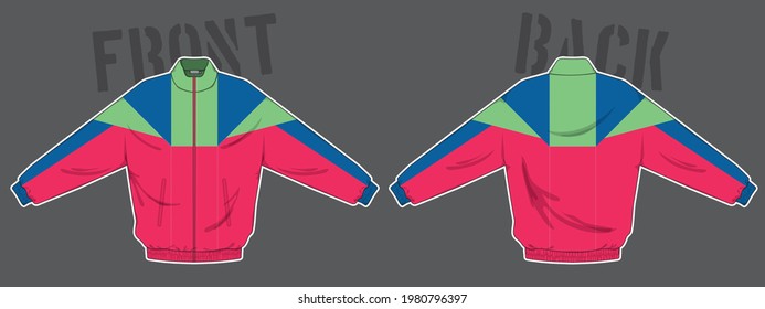 retro vintage windbreaker hoodie jacket template