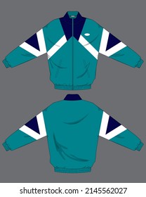 retro vintage windbreaker hoodie jacket template