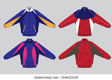 retro vintage windbreaker hoodie jacket template