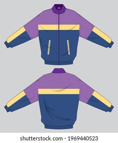 retro vintage windbreaker jacket template