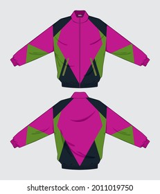 retro vintage windbreaker jacket template