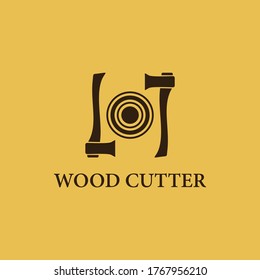 retro vintage wood cutter logo, emblem, label, stamp vector template