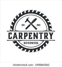 retro vintage, woodwork and carpentry logo. design template, vector illustration.