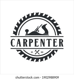 retro vintage, woodwork carpentry logo. design teplate, vector illustration