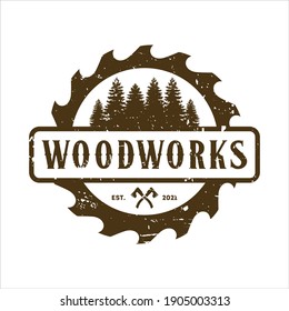 retro vintage, woodwork, carpentry logo inspiration.