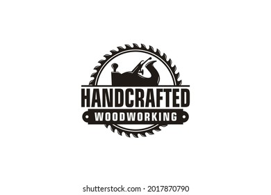 Retro Vintage Woodworking Logo design with Fore Plane, Jack Plane Vector