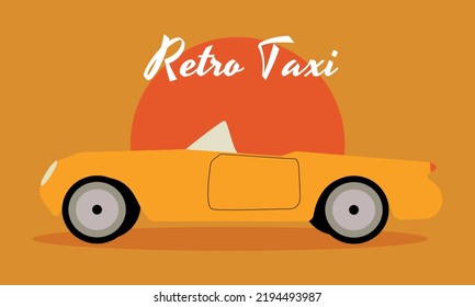 Retro vintage yellow taxi business card vector illustration 