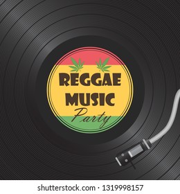 Retro vinyl disk. Gramophone Vinyl record. Reggae card