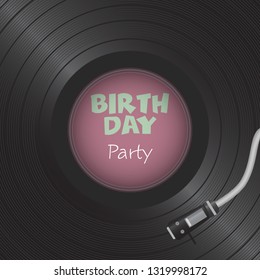 Retro vinyl disk. Gramophone Vinyl record. Birthday card