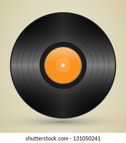 Retro vinyl on brown background