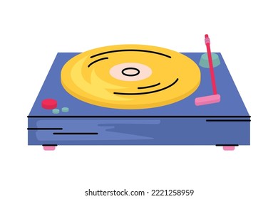 retro vinyl player icon on white background