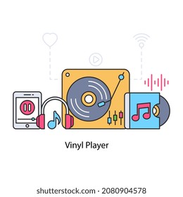 Eine Retro-Vinyl-Player-Illustration, Vektordesign des Turntable 