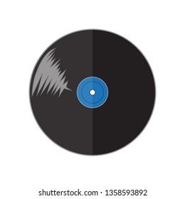 Retro Vinyl Record Black Music Disk Vector Illustration. Vinyl Disc Isolated On White Background.
