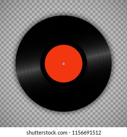 Retro vinyl record isolated on transparent. Vintage 1980s muscal album storage illustration