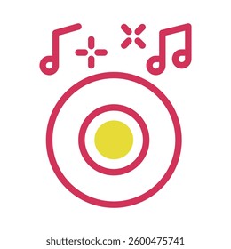 Retro Vinyl Record with Musical Notes Icon Design