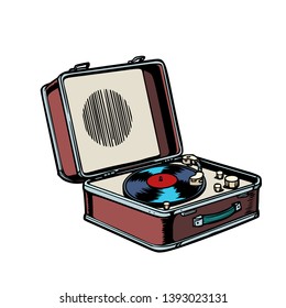 retro vinyl record player. Comic cartoon pop art vector retro vintage drawing
