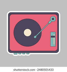 Ilustración de reproductor de discos de vinilo. Icono de Antiguas Music