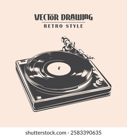 Retro Vinyl Record player Stock Vector Illustration