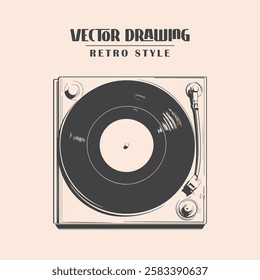 Retro Vinyl Record player Stock Vector Illustration