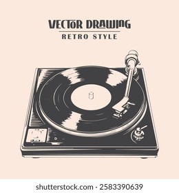 Retro Vinyl Record player Stock Vector Illustration