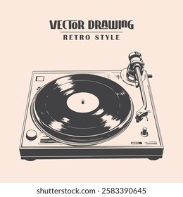 Retro Vinyl Record player Stock Vector Illustration