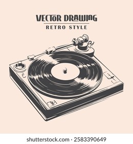 Retro Vinyl Record player Stock Vector Illustration