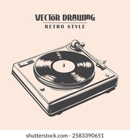 Retro Vinyl Record player Stock Vector Illustration