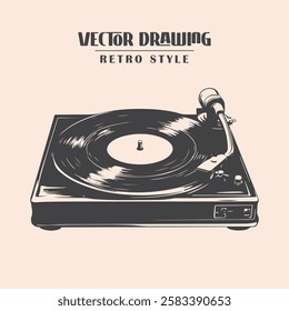 Retro Vinyl Record player Stock Vector Illustration