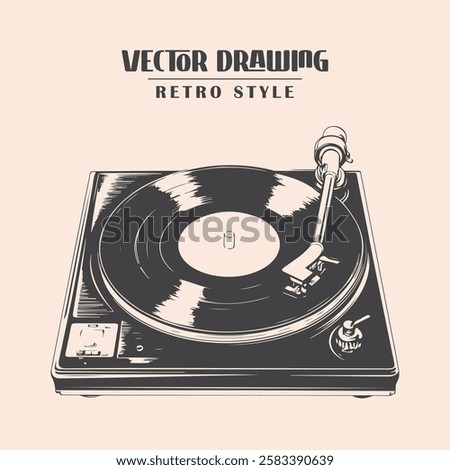 Retro Vinyl Record player Stock Vector Illustration