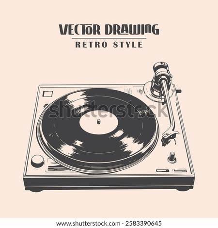 Retro Vinyl Record player Stock Vector Illustration