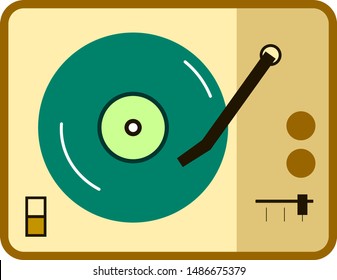 retro vinyl record player in vector